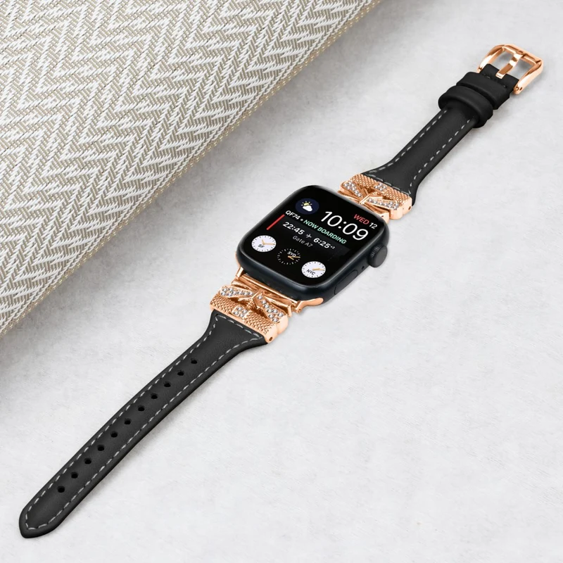 Rose Gold Buckle Watch Strap Apple Watch Series 9 / 8 / 7 / 41mm / 6 / 5 / 4 / SE / SE (2022) / SE (2023) 40mm / Series 3 2 1 38mm - Dark Blue