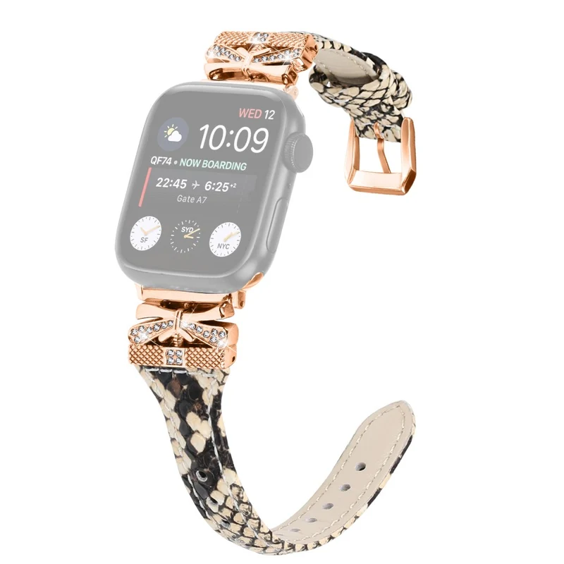 Rose Gold Buckle Watchband Apple Watch Ultra 2 / Ultra 49mm / Series 9 45mm / 8 7 45mm / 6 5 4 SE (2022) SE (2023) SE 44mm / 3 2 1 42mm - Apricot