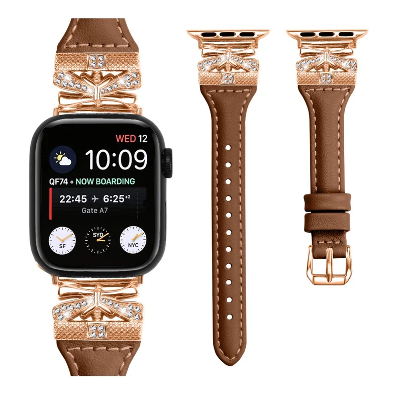 Rose Gold Buckle Watchband Apple Watch Ultra 2 / Ultra 49mm / Series 9 45mm / 8 7 45mm / 6 5 4 SE (2022) SE (2023) SE 44mm / 3 2 1 42mm - Apricot