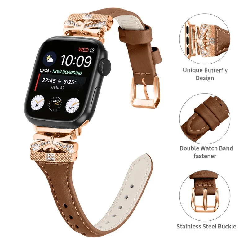 Rose Gold Buckle Watchband Apple Watch Ultra 2 / Ultra 49mm / Series 9 45mm / 8 7 45mm / 6 5 4 SE (2022) SE (2023) SE 44mm / 3 2 1 42mm - Apricot