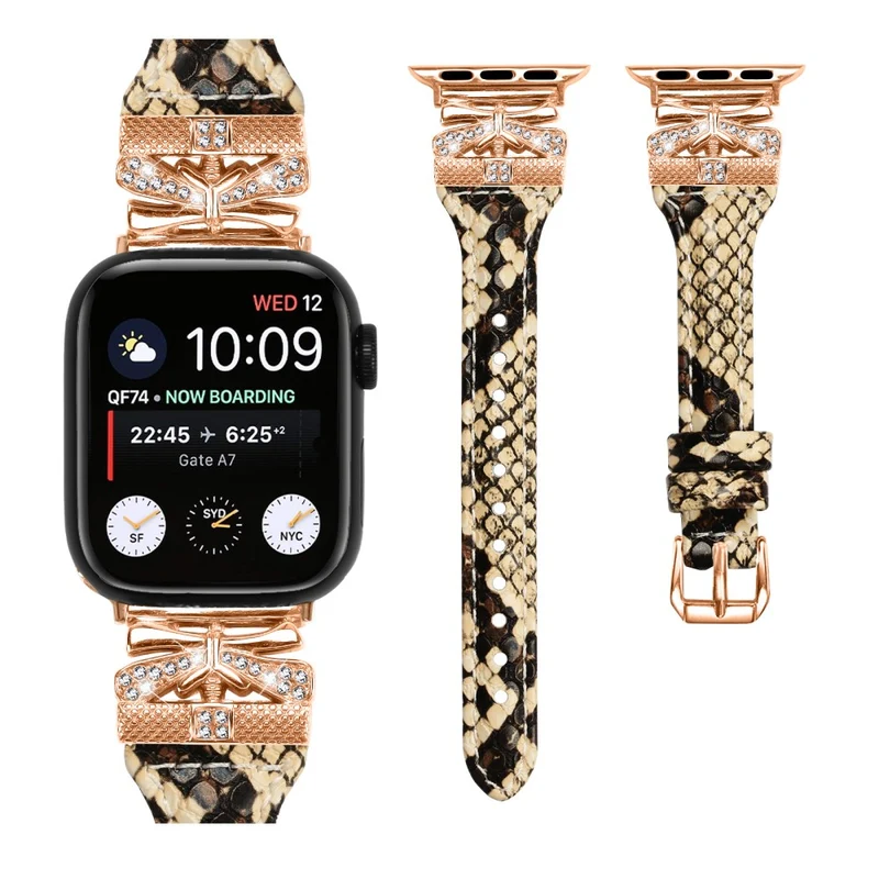 Rose Gold Buckle Watchband Apple Watch Ultra 2 / Ultra 49mm / Series 9 45mm / 8 7 45mm / 6 5 4 SE (2022) SE (2023) SE 44mm / 3 2 1 42mm - Apricot