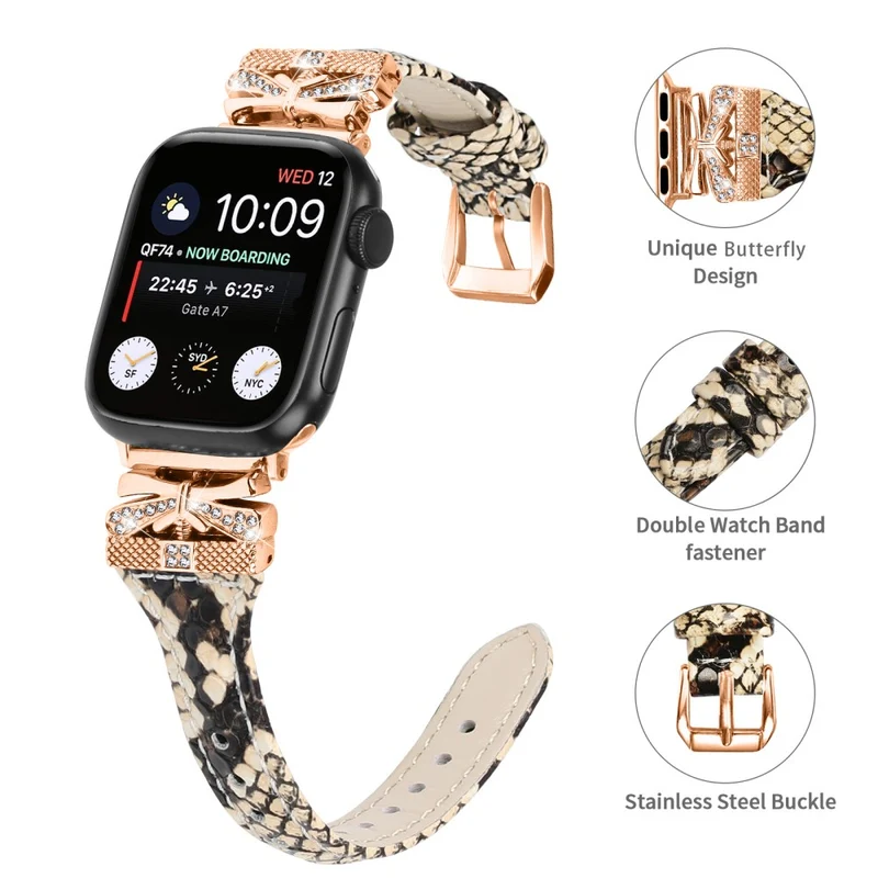 Rose Gold Buckle Watchband Apple Watch Ultra 2 / Ultra 49mm / Series 9 45mm / 8 7 45mm / 6 5 4 SE (2022) SE (2023) SE 44mm / 3 2 1 42mm - Apricot