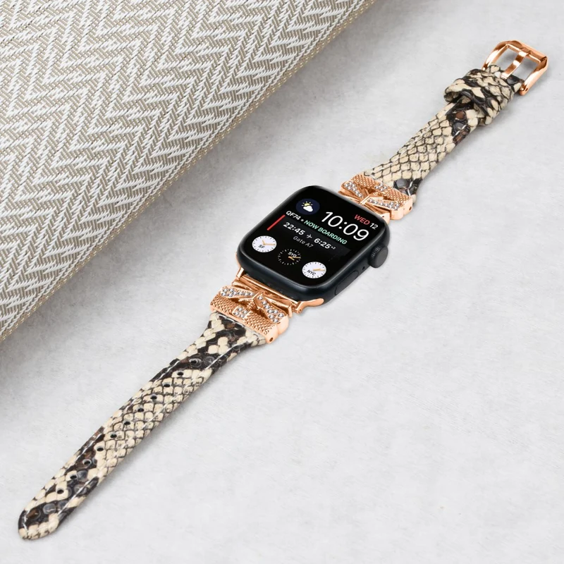 Rose Gold Buckle Watchband Apple Watch Ultra 2 / Ultra 49mm / Series 9 45mm / 8 7 45mm / 6 5 4 SE (2022) SE (2023) SE 44mm / 3 2 1 42mm - Apricot