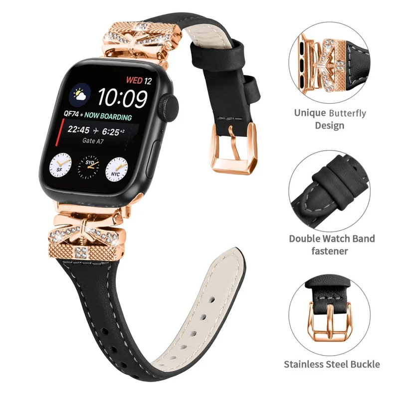 Rose Gold Buckle Watchband Apple Watch Ultra 2 / Ultra 49mm / Series 9 45mm / 8 7 45mm / 6 5 4 SE (2022) SE (2023) SE 44mm / 3 2 1 42mm - Apricot