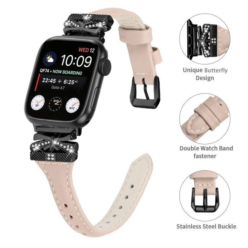 Black Buckle Strap Apple Watch Ultra 2 / Ultra 49mm / Series 9 45mm / 8 7 45mm / 6 5 4 SE (2022) SE (2023) SE 44mm / 3 2 1 42mm - Snake Texture