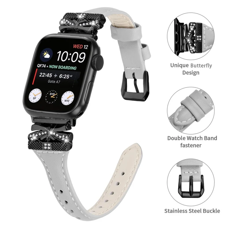 Black Buckle Strap Apple Watch Ultra 2 / Ultra 49mm / Series 9 45mm / 8 7 45mm / 6 5 4 SE (2022) SE (2023) SE 44mm / 3 2 1 42mm - Snake Texture