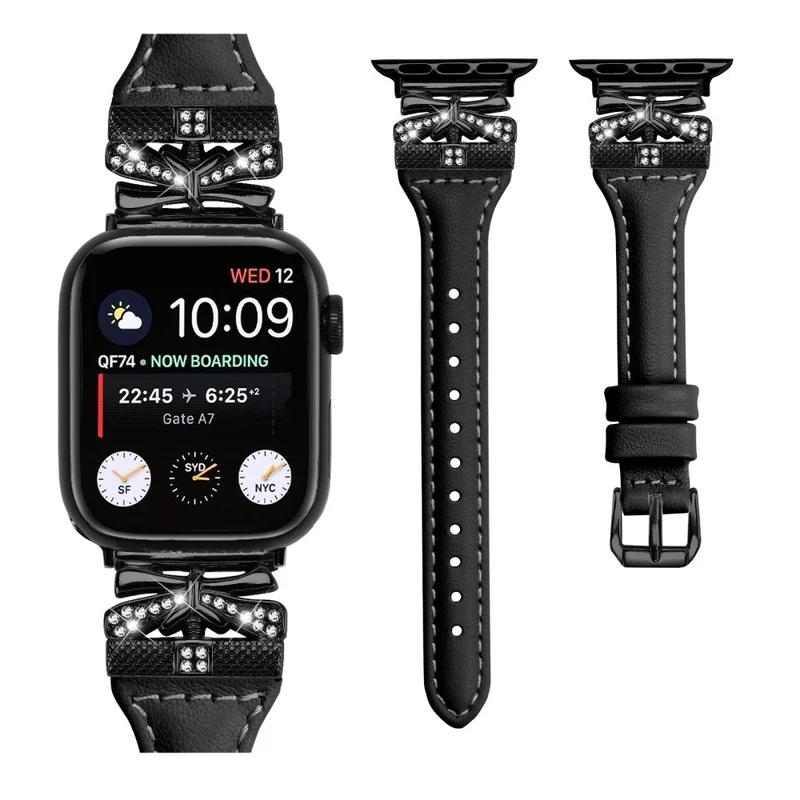 Black Buckle Strap Apple Watch Ultra 2 / Ultra 49mm / Series 9 45mm / 8 7 45mm / 6 5 4 SE (2022) SE (2023) SE 44mm / 3 2 1 42mm - Snake Texture