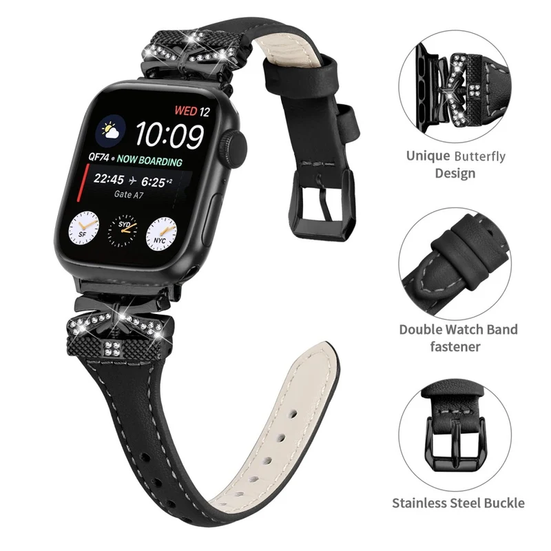 Black Buckle Strap Apple Watch Ultra 2 / Ultra 49mm / Series 9 45mm / 8 7 45mm / 6 5 4 SE (2022) SE (2023) SE 44mm / 3 2 1 42mm - Snake Texture
