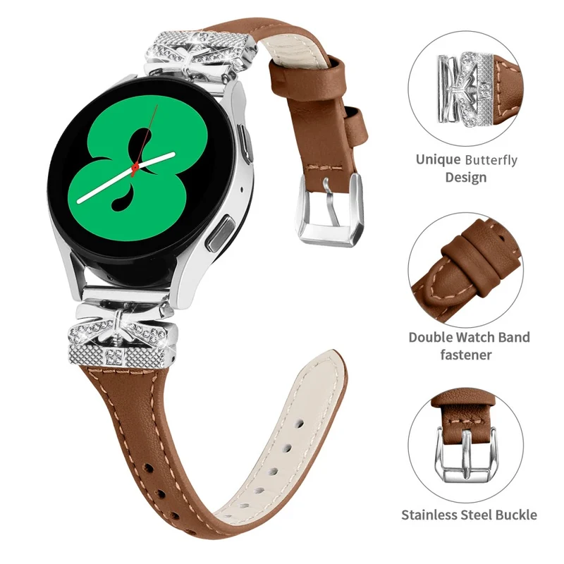 Silver Buckle 20mm Watchband Samsung Galaxy Watch3 41mm / Watch4 / Watch5 / Watch4 Classic / Watch4 Active / Watch5 Active