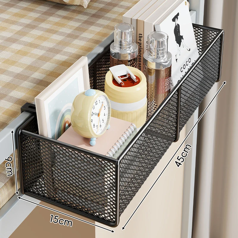 Clamp-On Bettgestell Hängende Netz-Organizer-Basket mit Schienenmontage und vielseitiger Aufbewahrung