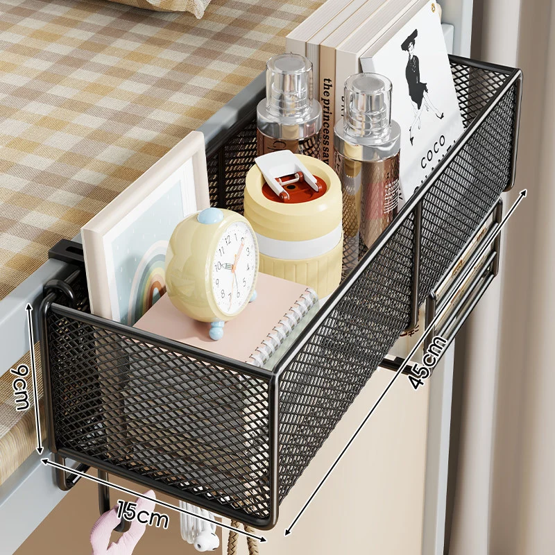 Clamp-On Bettgestell Hängende Netz-Organizer-Basket mit Schienenmontage und vielseitiger Aufbewahrung