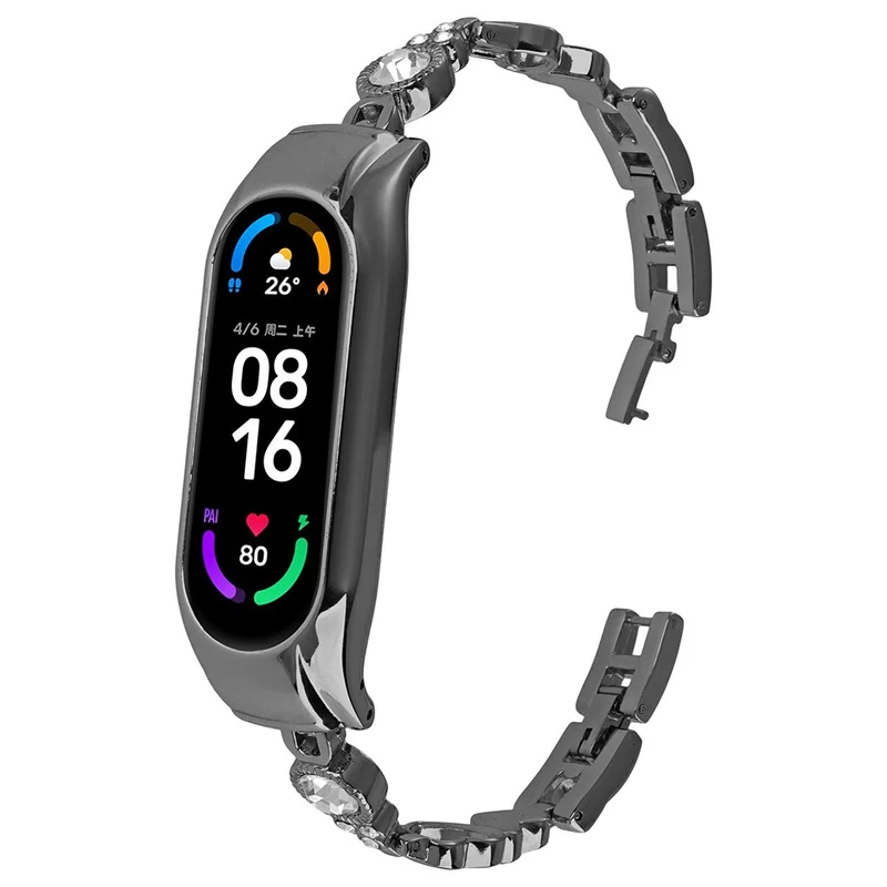 Xiaomi Mi Band 5 / 6 Metal Bracelet Rhinestones Decor Wristband Strap
