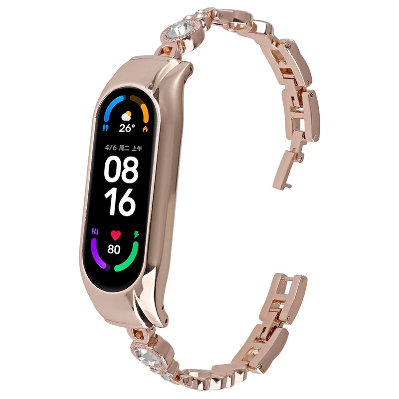 Xiaomi Mi Band 5 / 6 Metal Bracelet Rhinestones Decor Wristband Strap