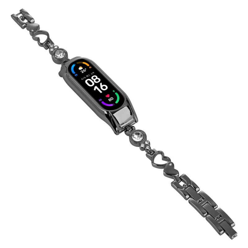 Xiaomi Mi Band 5 / 6 Metal Bracelet Rhinestones Decor Wristband Strap