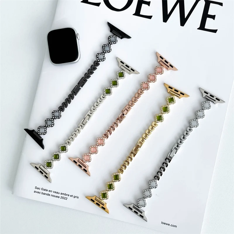 Apple Watch Series 41mm / 40mm / 38mm Watch Band Rhinestone Stainless Steel Strap
