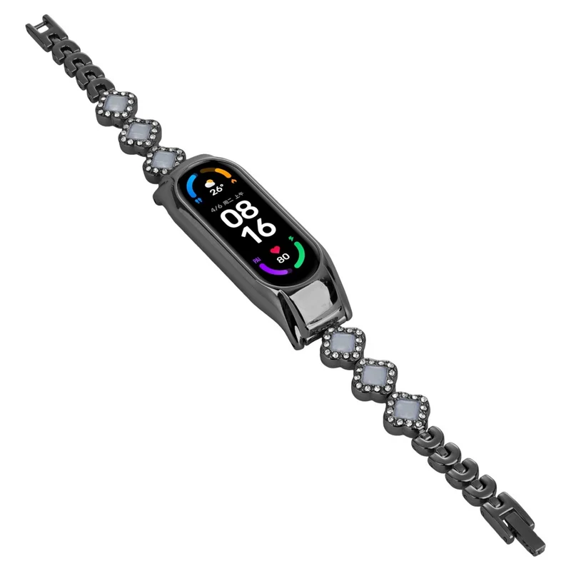 Xiaomi Mi Band 5 / 6 Metal Watch Band Rhinestone Decor Clover Wrist Strap