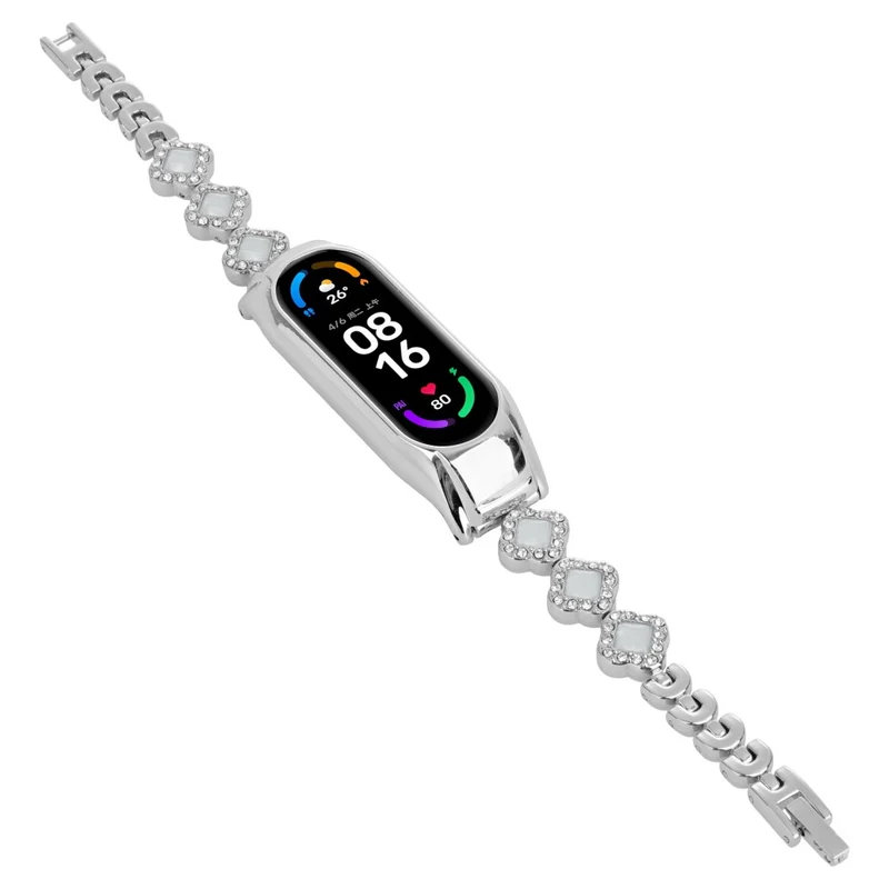 Xiaomi Mi Band 5 / 6 Metal Watch Band Rhinestone Decor Clover Wrist Strap
