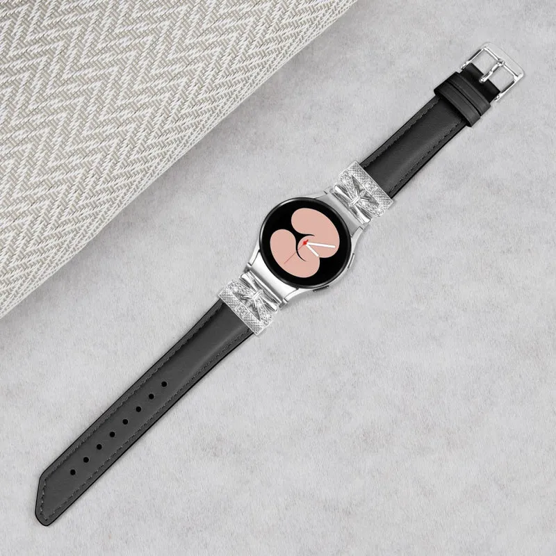 Silver Buckle Butterfly Decor Strap Samsung Galaxy Watch Universal 20mm Wristband