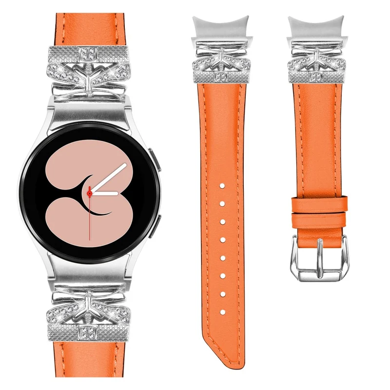 Silver Buckle Butterfly Decor Strap Samsung Galaxy Watch Universal 20mm Wristband