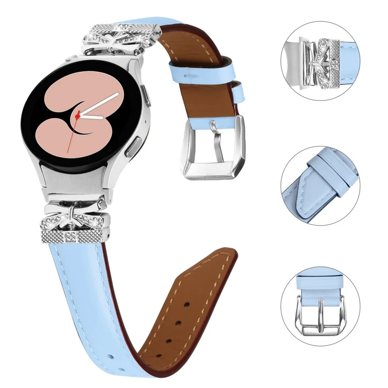Silver Buckle Butterfly Decor Strap Samsung Galaxy Watch Universal 20mm Wristband