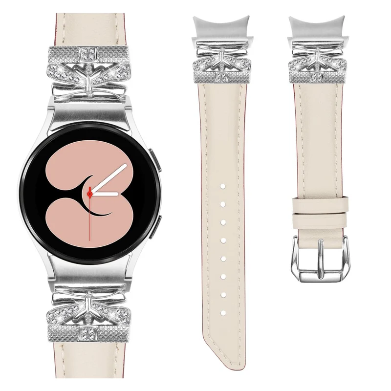 Silver Buckle Butterfly Decor Strap Samsung Galaxy Watch Universal 20mm Wristband