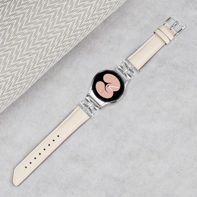 Silver Buckle Butterfly Decor Strap Samsung Galaxy Watch Universal 20mm Wristband