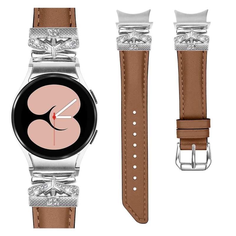 Silver Buckle Butterfly Decor Strap Samsung Galaxy Watch Universal 20mm Wristband