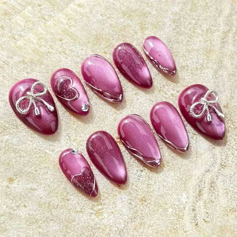 Herz und Schleife Dekorative Press-On Nagelkunst Set