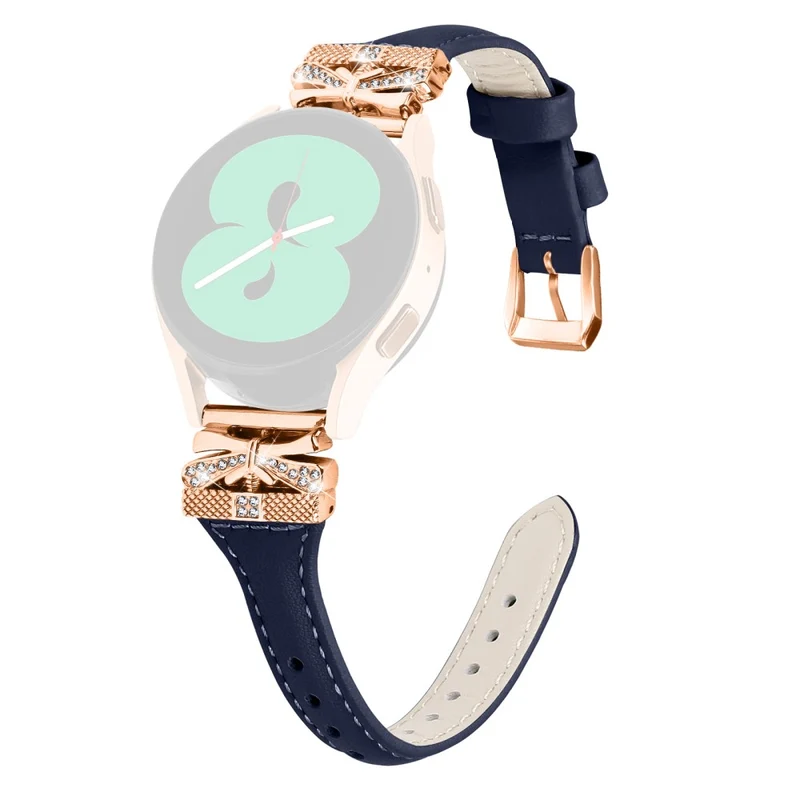 Rose Gold Buckle 20mm Strap Samsung Galaxy Watch3 41mm / Watch4 / Watch5 / Watch4 Classic / Watch4 Active / Watch5 Active Watch Band - Dark Blue