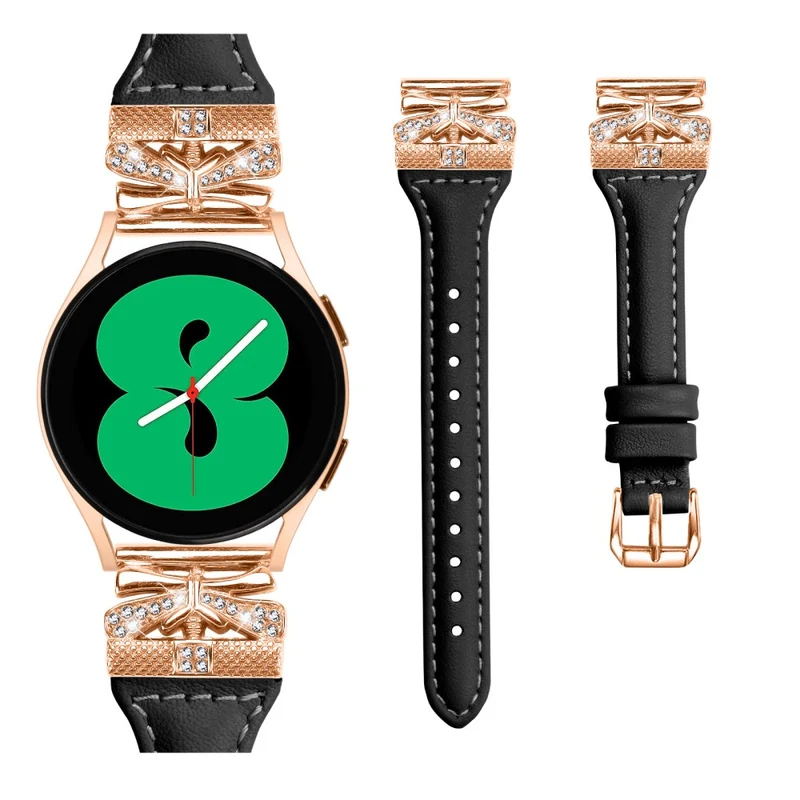 Rose Gold Buckle 20mm Strap Samsung Galaxy Watch3 41mm / Watch4 / Watch5 / Watch4 Classic / Watch4 Active / Watch5 Active Watch Band - Dark Blue