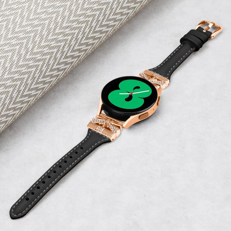 Rose Gold Buckle 20mm Strap Samsung Galaxy Watch3 41mm / Watch4 / Watch5 / Watch4 Classic / Watch4 Active / Watch5 Active Watch Band - Dark Blue