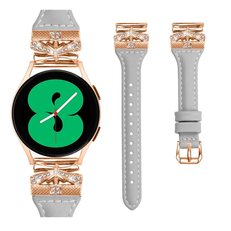 Rose Gold Buckle 20mm Strap Samsung Galaxy Watch3 41mm / Watch4 / Watch5 / Watch4 Classic / Watch4 Active / Watch5 Active Watch Band - Dark Blue
