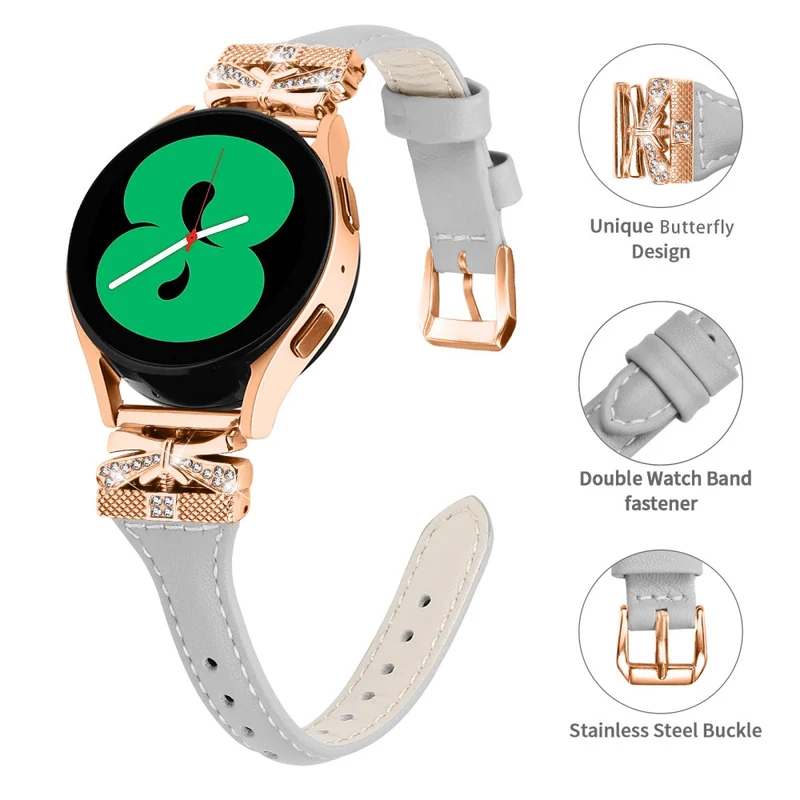 Rose Gold Buckle 20mm Strap Samsung Galaxy Watch3 41mm / Watch4 / Watch5 / Watch4 Classic / Watch4 Active / Watch5 Active Watch Band - Dark Blue