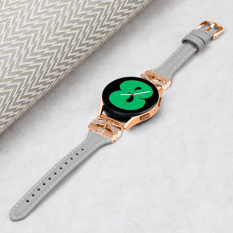 Rose Gold Buckle 20mm Strap Samsung Galaxy Watch3 41mm / Watch4 / Watch5 / Watch4 Classic / Watch4 Active / Watch5 Active Watch Band - Dark Blue