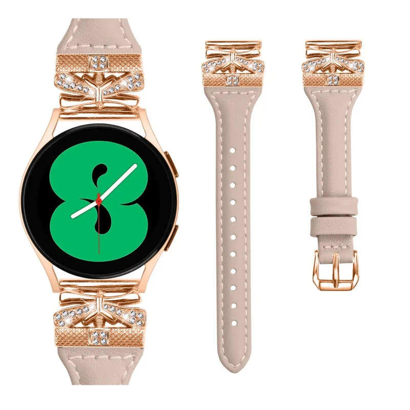 Rose Gold Buckle 20mm Strap Samsung Galaxy Watch3 41mm / Watch4 / Watch5 / Watch4 Classic / Watch4 Active / Watch5 Active Watch Band - Dark Blue
