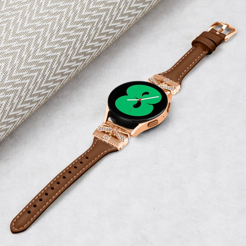 Rose Gold Buckle 20mm Strap Samsung Galaxy Watch3 41mm / Watch4 / Watch5 / Watch4 Classic / Watch4 Active / Watch5 Active Watch Band - Dark Blue