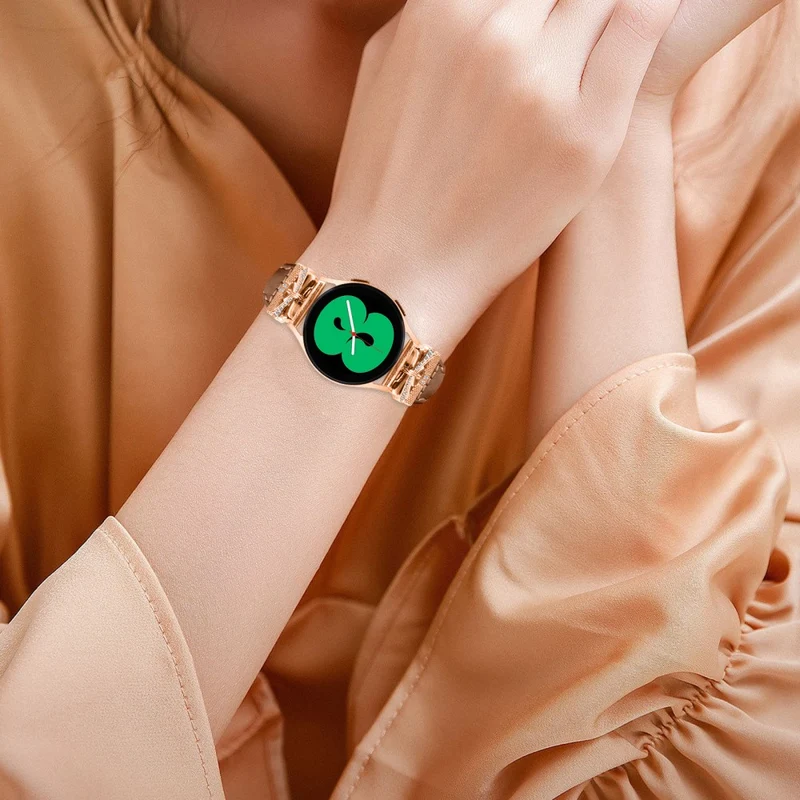 Rose Gold Buckle 20mm Strap Samsung Galaxy Watch3 41mm / Watch4 / Watch5 / Watch4 Classic / Watch4 Active / Watch5 Active Watch Band - Dark Blue