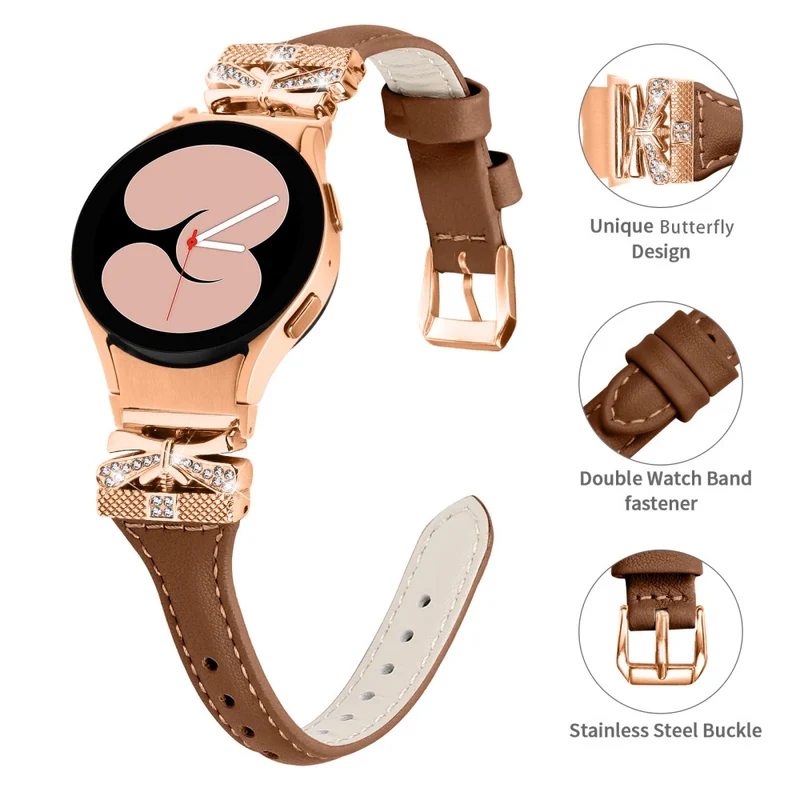 Rose Gold Buckle Strap Samsung Galaxy Watch4 / Watch5 / Watch4 Classic / Watch4 Active / Watch5 Active Stylish Watchband - Snake Texture
