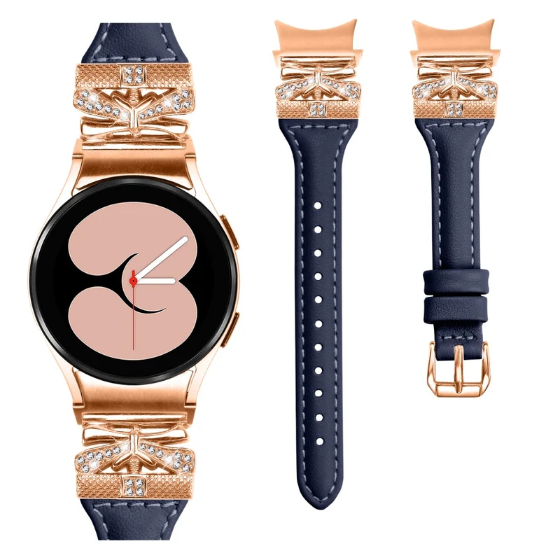 Rose Gold Buckle Strap Samsung Galaxy Watch4 / Watch5 / Watch4 Classic / Watch4 Active / Watch5 Active Stylish Watchband - Snake Texture