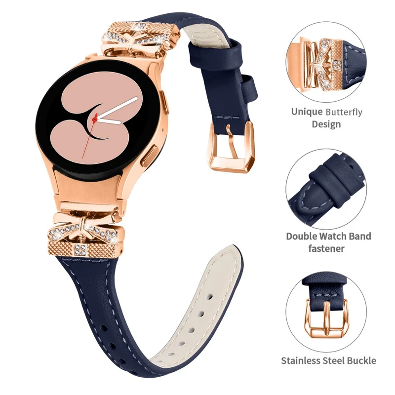 Rose Gold Buckle Strap Samsung Galaxy Watch4 / Watch5 / Watch4 Classic / Watch4 Active / Watch5 Active Stylish Watchband - Snake Texture