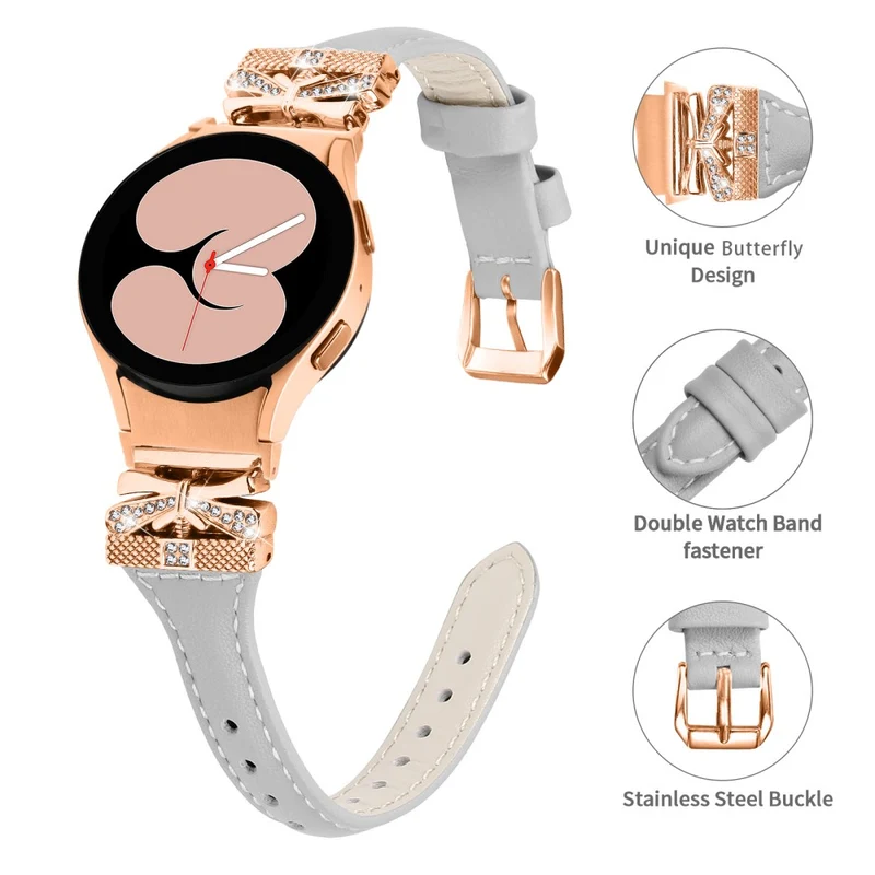 Rose Gold Buckle Strap Samsung Galaxy Watch4 / Watch5 / Watch4 Classic / Watch4 Active / Watch5 Active Stylish Watchband - Snake Texture