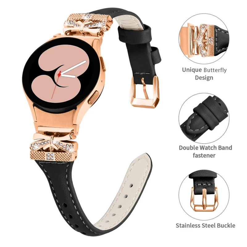 Rose Gold Buckle Strap Samsung Galaxy Watch4 / Watch5 / Watch4 Classic / Watch4 Active / Watch5 Active Stylish Watchband - Snake Texture