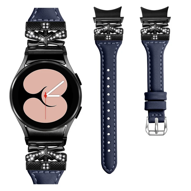 Black Buckle Strap Samsung Galaxy Watch4 / Watch5 / Watch4 Classic / Watch4 Active / Watch5 Active Watchband with Butterfly Connector - Dark Blue