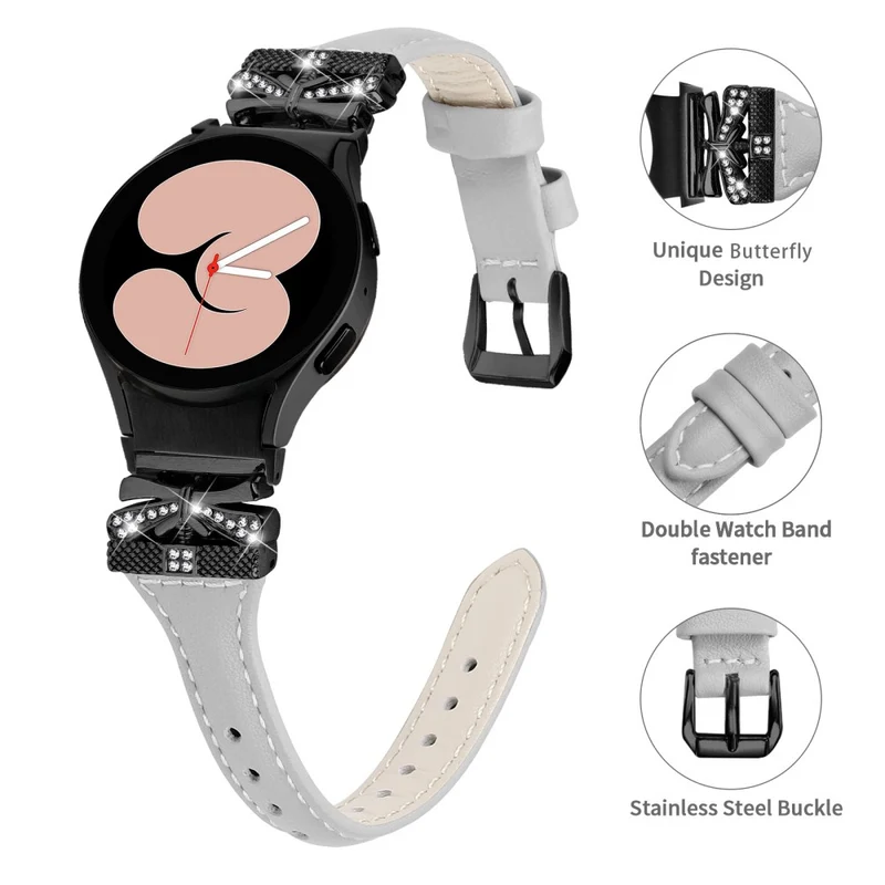 Black Buckle Strap Samsung Galaxy Watch4 / Watch5 / Watch4 Classic / Watch4 Active / Watch5 Active Watchband with Butterfly Connector - Dark Blue