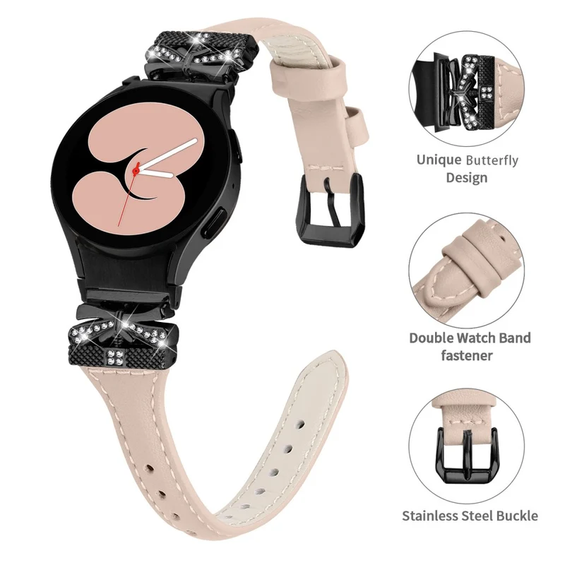 Black Buckle Strap Samsung Galaxy Watch4 / Watch5 / Watch4 Classic / Watch4 Active / Watch5 Active Watchband with Butterfly Connector - Dark Blue