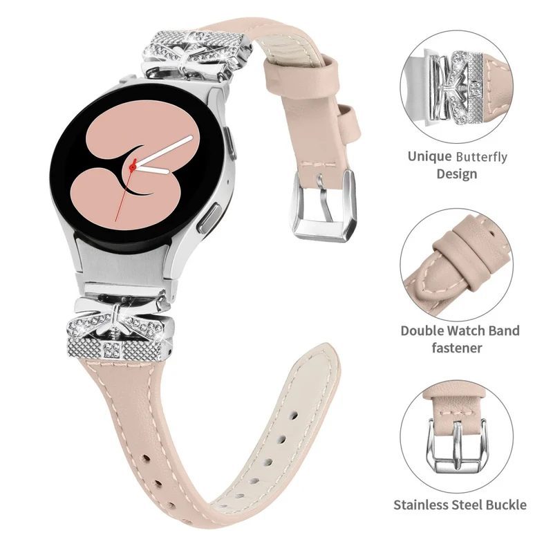 Sliver Buckle Strap Samsung Galaxy Watch4 / Watch5 / Watch4 Classic / Watch4 Active / Watch5 Active Watch Band Butterfly Strap - Snake Texture