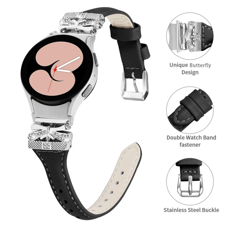 Sliver Buckle Strap Samsung Galaxy Watch4 / Watch5 / Watch4 Classic / Watch4 Active / Watch5 Active Watch Band Butterfly Strap - Snake Texture
