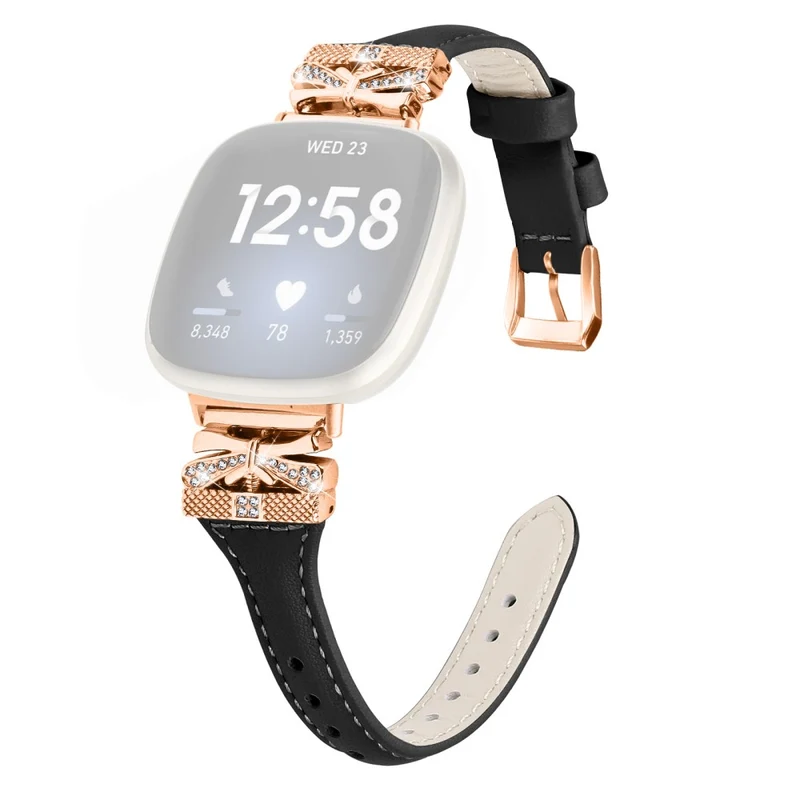 Rose Gold Buckle Band Fitbit Versa 3 / 4 / Sense / Sense 2 Genuine Cowhide Leather Watch Strap - Snake Texture
