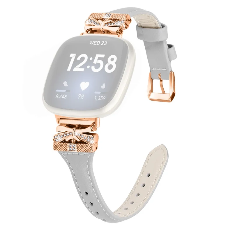 Rose Gold Buckle Band Fitbit Versa 3 / 4 / Sense / Sense 2 Genuine Cowhide Leather Watch Strap - Snake Texture