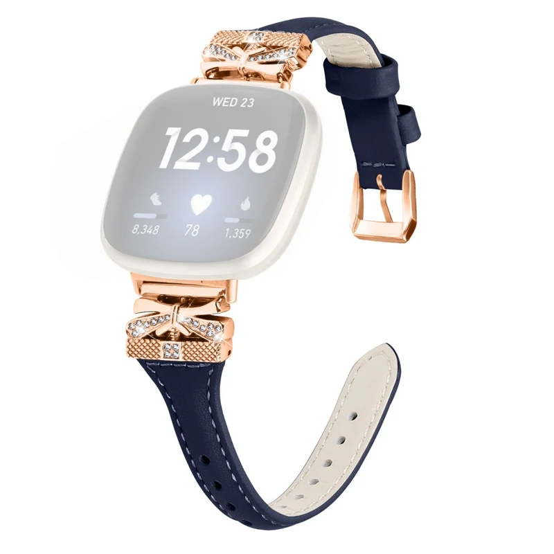 Rose Gold Buckle Band Fitbit Versa 3 / 4 / Sense / Sense 2 Genuine Cowhide Leather Watch Strap - Snake Texture